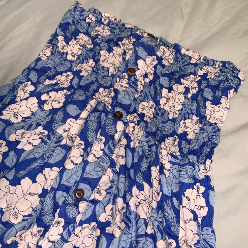 Blue tropical mini dress